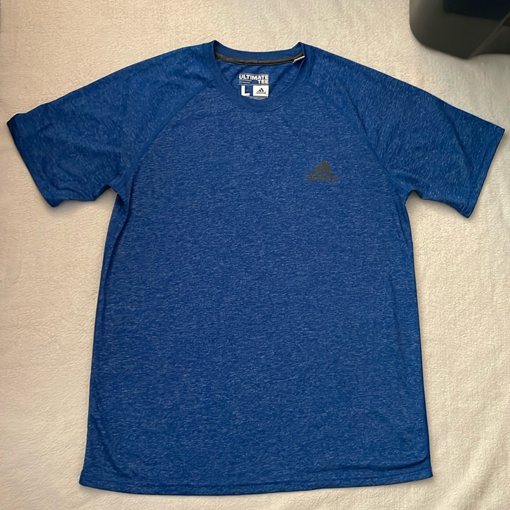 Blue Adidas Climalite Short Sleeve Shirt Mens Size Large